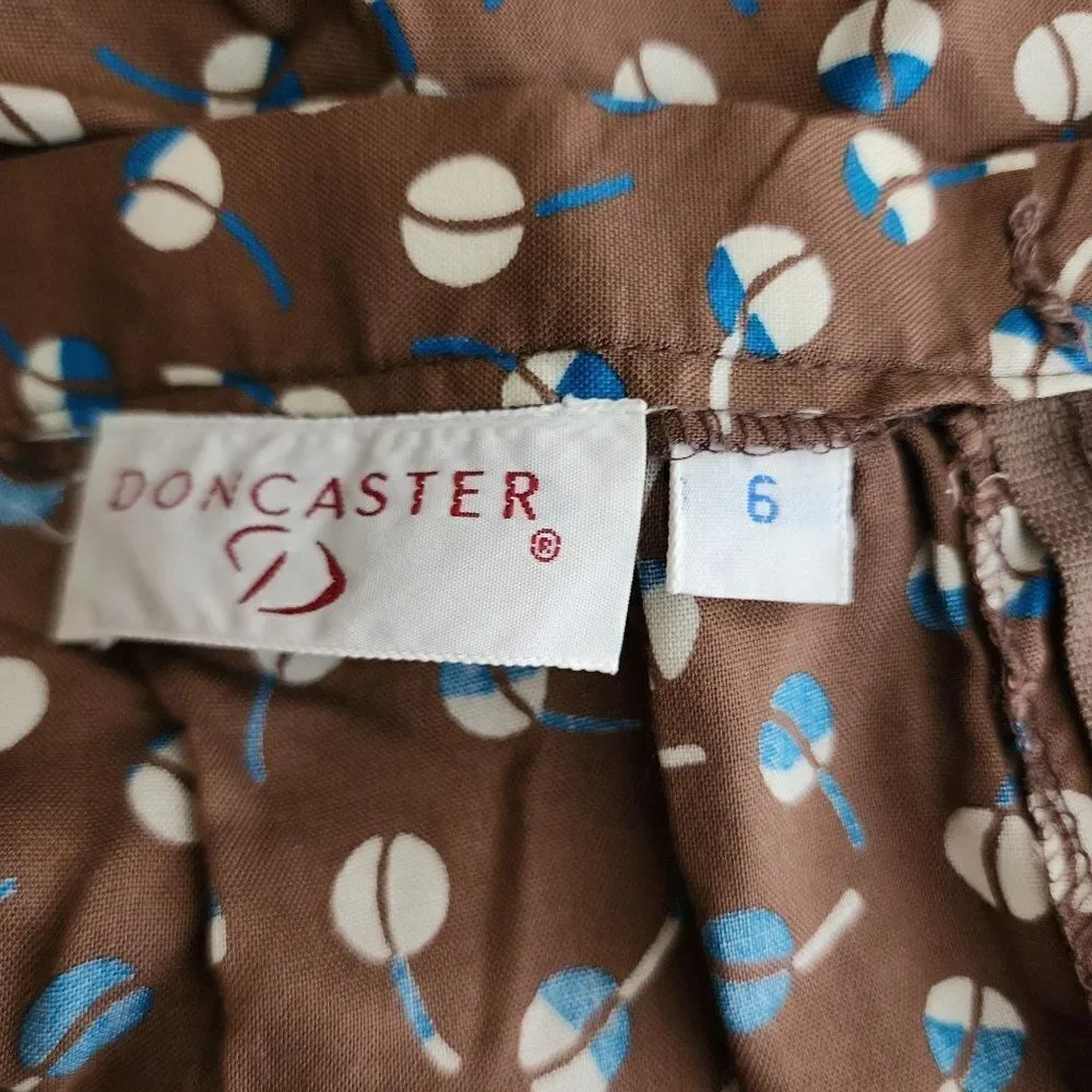 Vintage 70s Doncaster Pleated A-Line Skirt Womens Size S Brown Blue